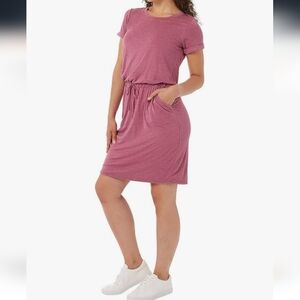 Chic Pink T-Shirt Dress with Pockets